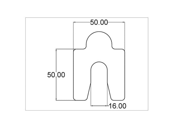 0.05mm Precut Alignment Slotted Shim 50x50 Slot 16mm Pack of 10 - Shim Stock Metals UK